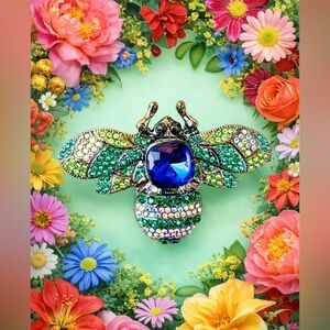 Bumblebee pin, brooch, covered in rhinestones bees beekeeper 🐞 🐝